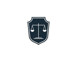 Shield and Scale of Justice Icon Vector Logo Template Illustration Design