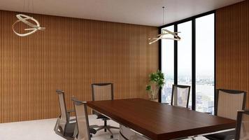 3D render office workspace modern meeting room mockup photo