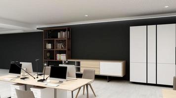 3D Render Realistic Office Workspace Modern Minimalist mockup photo