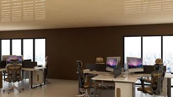 3D Render Realistic Office Workspace Modern Minimalist mockup photo