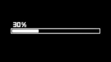 Ladebalken Ladebalken Ladebildschirm verpixelte Fortschrittsanimation Laden Transfer Download auf schwarzem Hintergrund.
