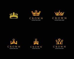 Set of Crown Logo Template Vector Icon Illustration Design