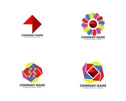 conjunto de plantilla de logotipo de icono de ilustración de origami abstracto vectorial vector
