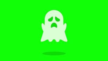 spöke flygande animation. söta spöken flyter på grön bakgrund. 4k-filmer video