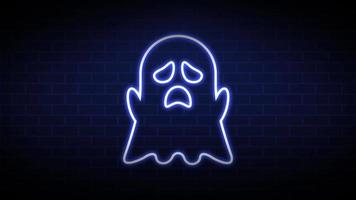 gloeiend neon lijn spook icoon. 4k video motion grafische animatie