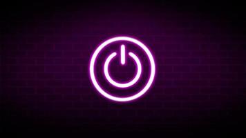 Glowing neon line Power button icon. Start sign. 4K Video motion graphic animation
