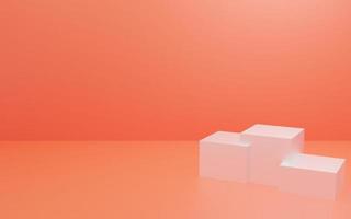 Empty podium or pedestal display on orange background with box stand concept photo