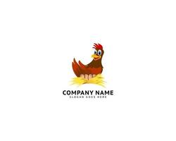 Hen Laying Eggs in its Nest Logo Template Design vector