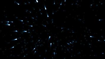 Abstract particle sparks random flowing on blue background. Blue light particle. Seamless looped 3d animation video