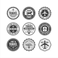colecciones de sellos de diseño de viaje insignia vector