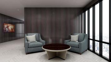 3d render guest lounge wall mockup design with modern minimalist interior design concept photo