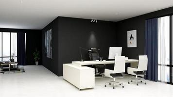 3D Render office design - manager room interior wall mockup photo