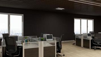 3D Render Realistic Office Workspace Modern Minimalist mockup photo