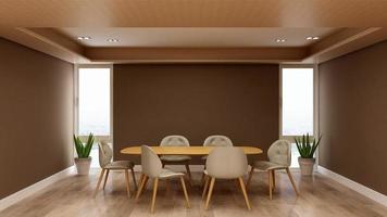 3D render office workspace modern meeting room mockup photo