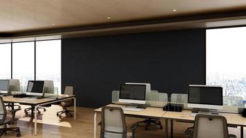 3D Render Realistic Office Workspace Modern Minimalist mockup photo