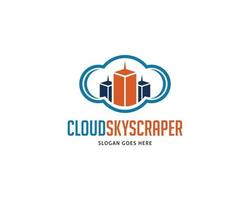 Skyscraper with Cloud Logo Vector Icon Illustration Design