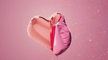 juntos para sempre. balões voadores em forma de coração. fundo romântico para o dia dos namorados. renderização 3D. video