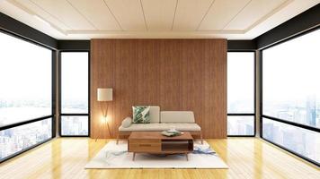 Diseño de maqueta de pared de salón ejecutivo de render 3d foto