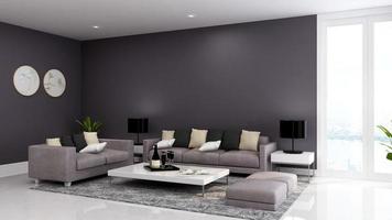 3d render executive office lounge wall mockup design