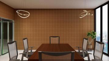 3D render office workspace modern meeting room mockup photo