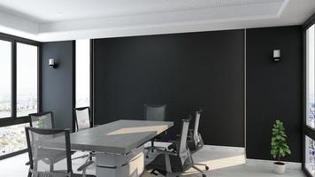 Maqueta de sala de reuniones moderna de espacio de trabajo de oficina de render 3d foto