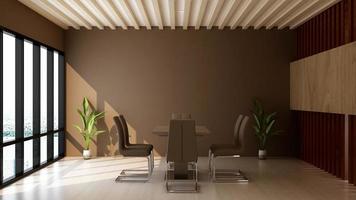3D render office workspace modern meeting room mockup photo