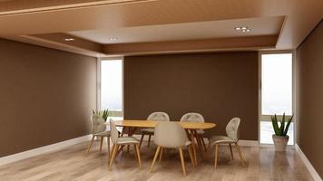 3D render office workspace modern meeting room mockup photo