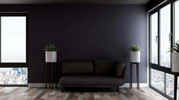 3d render executive lounge wall mockup design photo