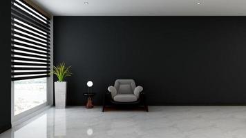 3d render guest office lounge wall mockup design with modern minimalist interior design concept photo