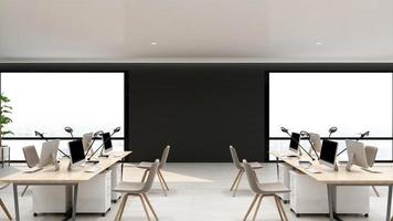 3D Render Realistic Office Workspace Modern Minimalist mockup photo