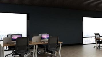 3D Render Realistic Office Workspace Modern Minimalist mockup photo