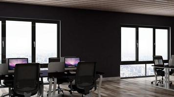 3d render espacio de trabajo de oficina realista maqueta minimalista moderna foto