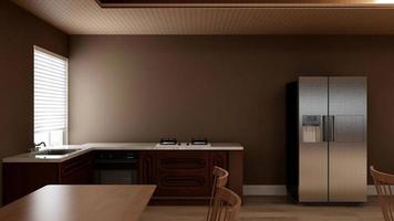 3D render office pantry wall mockup photo