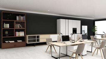 3D Render Realistic Office Workspace Modern Minimalist mockup photo