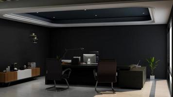 3d office minimalist room with wooden design interior photo