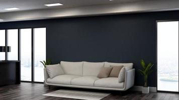 3d render executive lounge wall mockup design photo