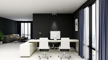 3D Render office design - manager room interior wall mockup photo