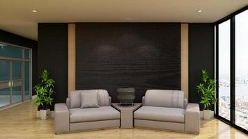 3d render guest lounge wall mockup design with modern minimalist interior design concept photo