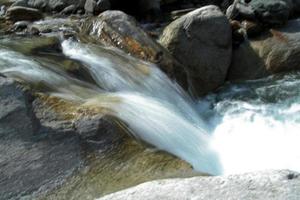 Delightful sight of water flowing through rocks photo