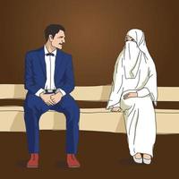 ilustración romántica de los musulmanes antes del matrimonio vector