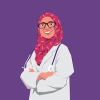 vector illustration of muslimah doctor with a stethoscope