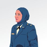 mujer musulmana trabaja como piloto de avión vector