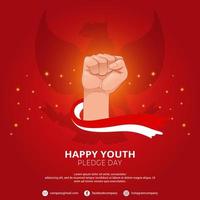 Elegant Youth Pledge Day Design with Hand and indonesia Flag and garuda indonesia bird. Vector Illustration