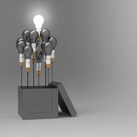 drawing idea pencil and light bulb concept outside the box as creative and leadership concept photo