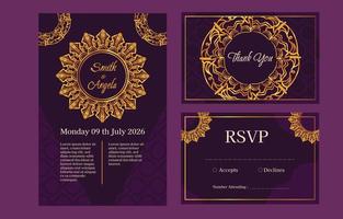 Elegant Indian Wedding Invitation Template Set vector