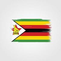 bandera de zimbabwe con estilo de pincel vector