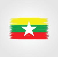 bandera de myanmar con estilo de pincel vector