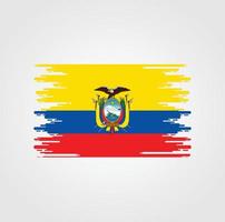 bandera de ecuador con diseño de estilo de pincel de acuarela vector