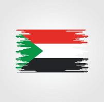 Sudan Flag With Watercolor Brush style design vector