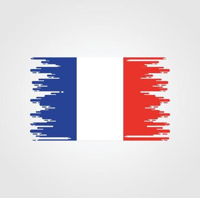 France Flag With Watercolor Brush style design